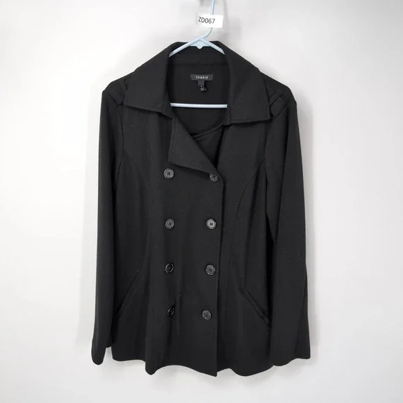 Torrid Pea Coat Black Double Breasted Knit Jacket Women's Plus Size 1 1X - Picture 5 of 5